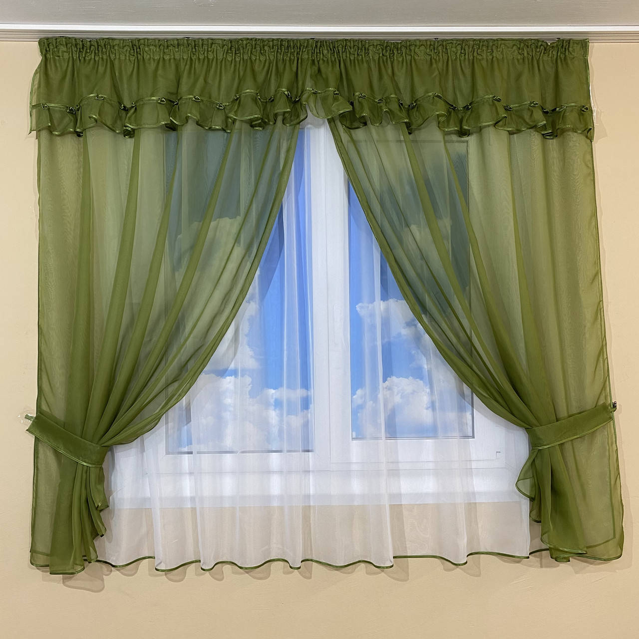 

Кухонная занавеска со шторами №443, Зелёный
