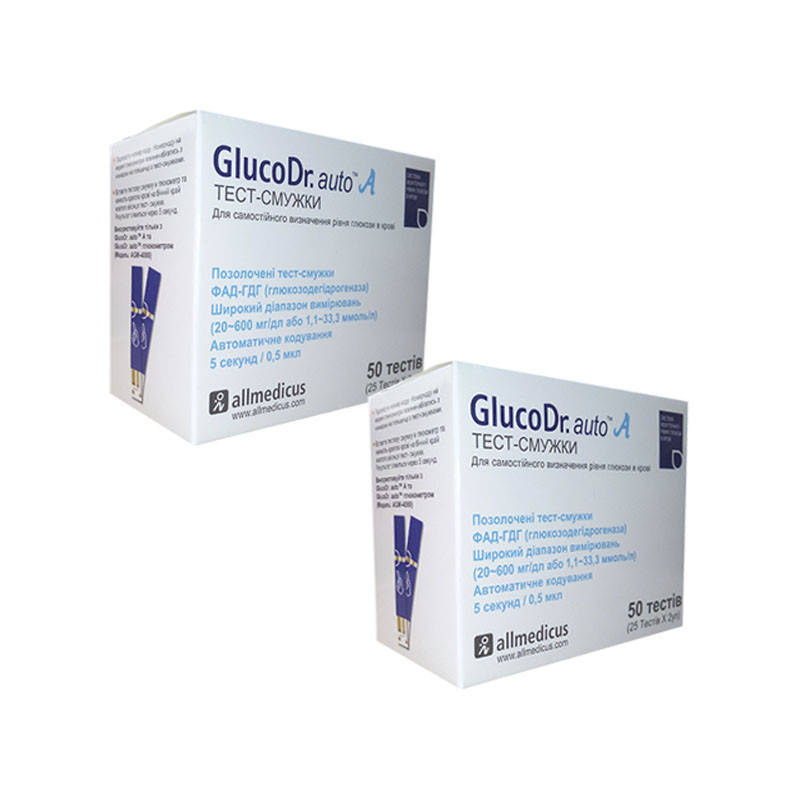 

GlucoDr auto тест полоски AGM 4000 №50 - 2 уп. (100 шт)
