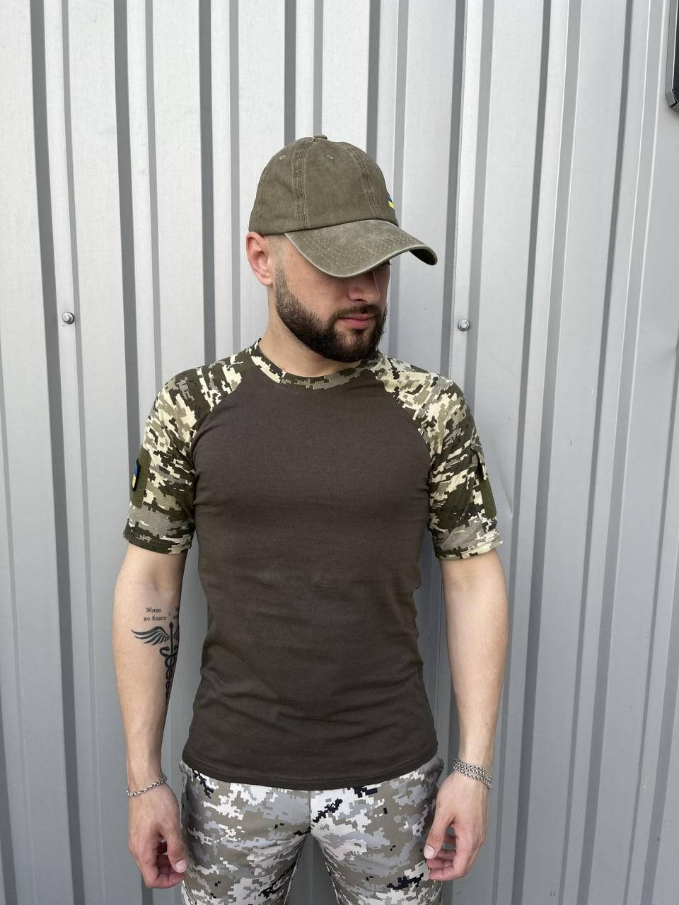

Футболка тактическая пиксель с липучками на рукавах S-XXL