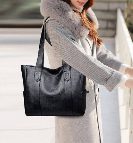 

Большая классическая сумка шоппер, Черный