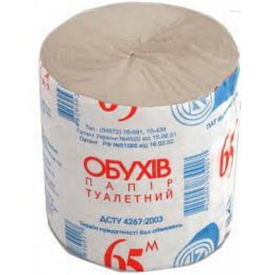 

Туалетний папір Обухів 65м (1/48), Белый