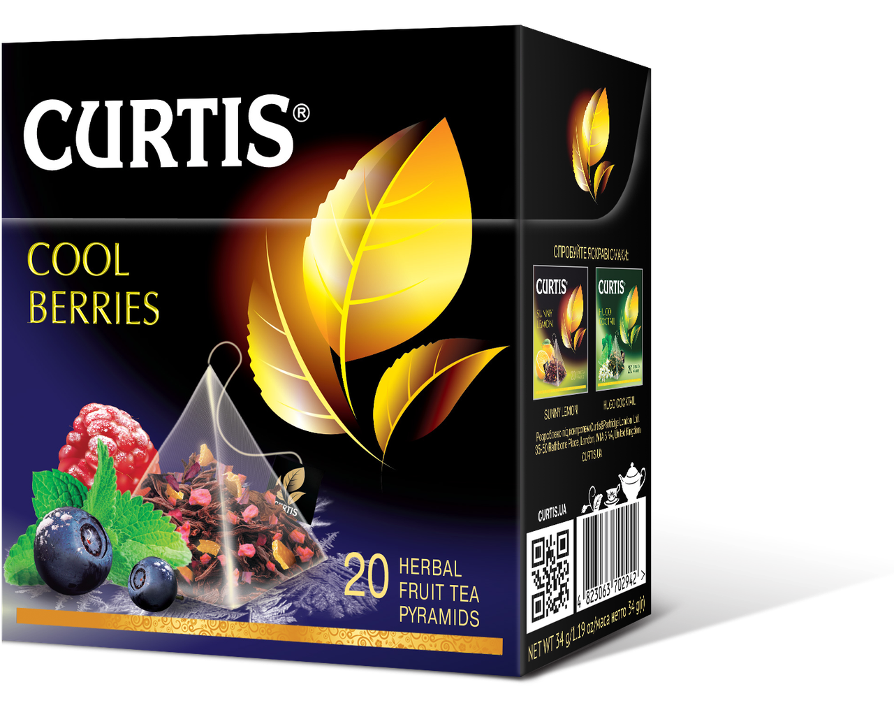 

Чай фруктовый пакетированный Curtis Cool Berries (Кертис), 20 пакетиков