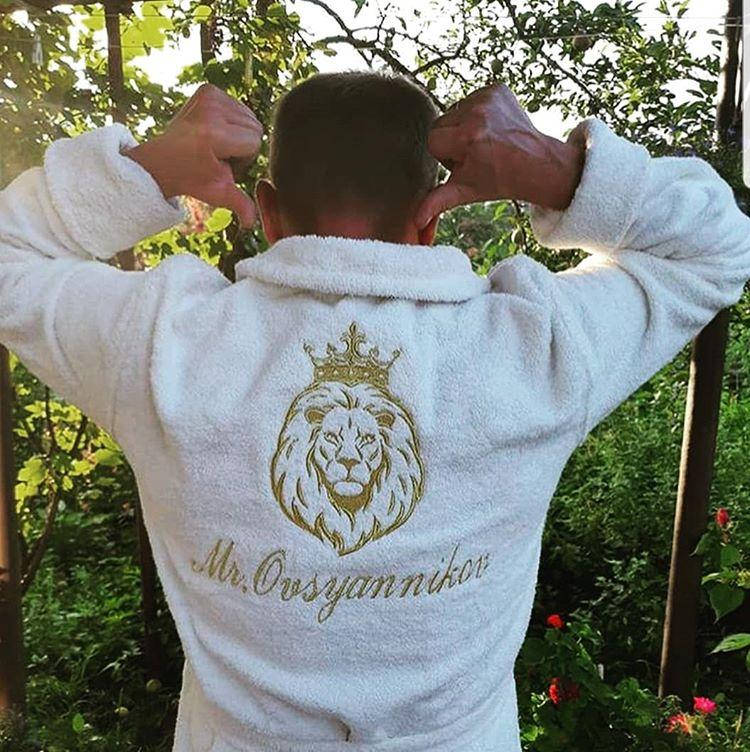 

Махровый мужской халат с именем ( ткань турецкая, хлопок 100%), белый, XL