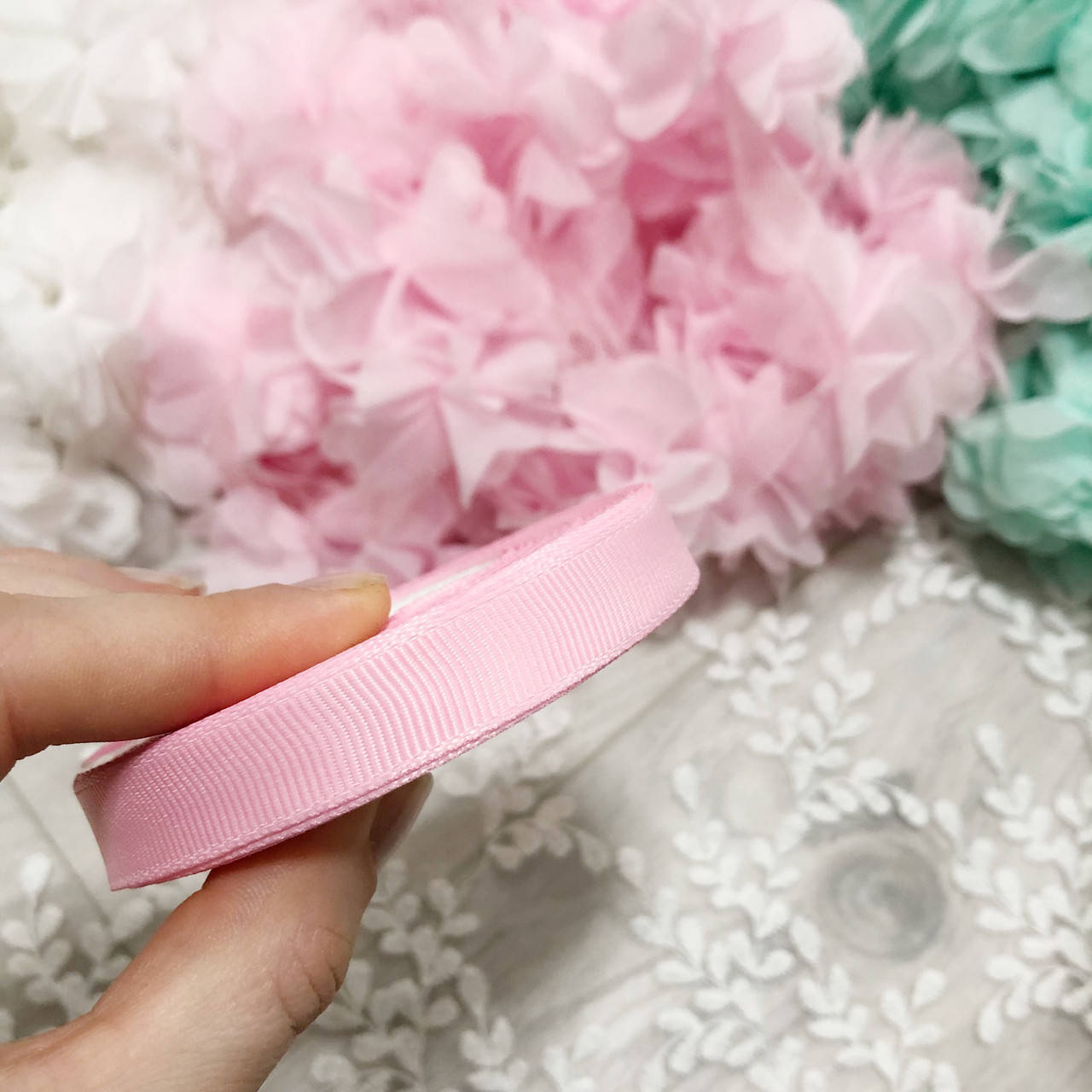 

Репсовая лента 12 мм, нежно-розовая #04, Розовый