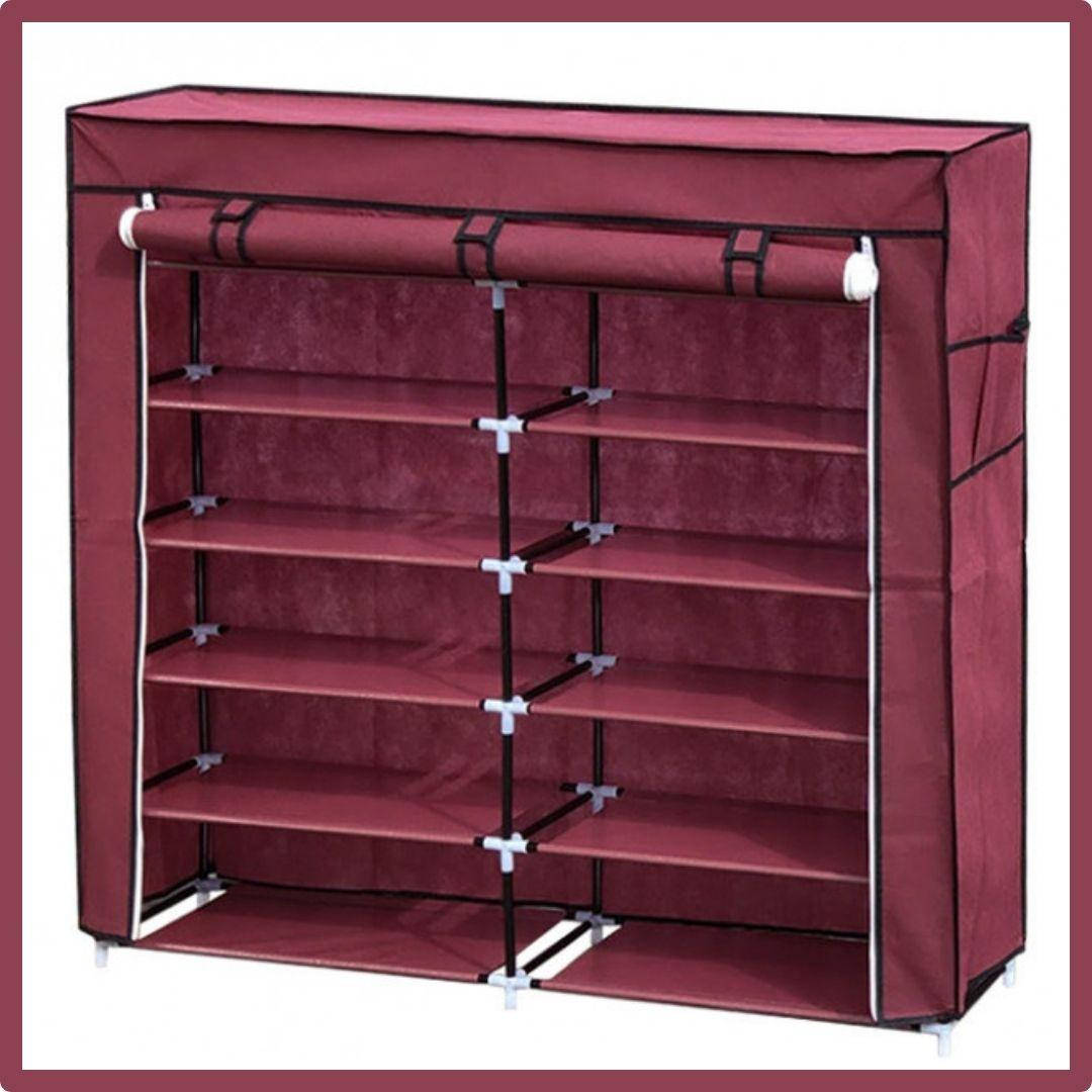 

Тканевый шкаф для хранения обуви Shoe Cabinet 118х30х120 см - 50964, Бордовый