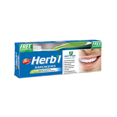 

Травяная зубная паста для курильщиков с зубной щеткой в подарок Dabur Herbal, 150мл