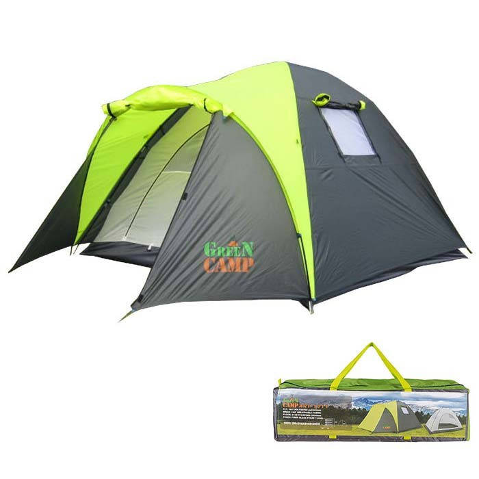 

Палатка трехместная Green Camp туристическая с тамбуром 1011, Серый