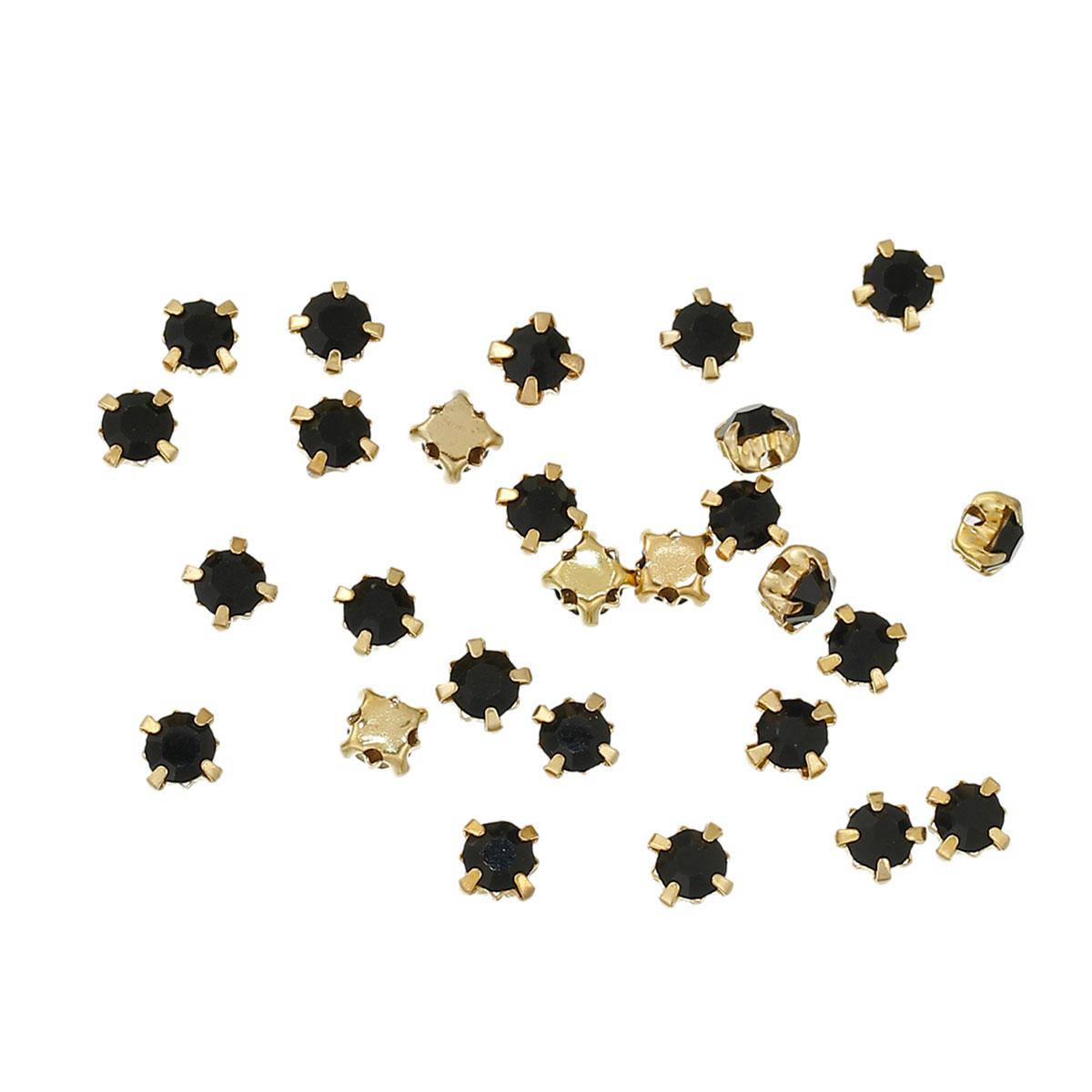 

Страз, В металлическом квадрате, Пришивной, Черный 4мм x 4мм