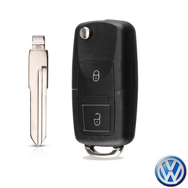 

Выкидной ключ Фольксваген Гольф 2 3 Венто (2 кнопки/Жало HU49/Лого VW Blue Силикон)