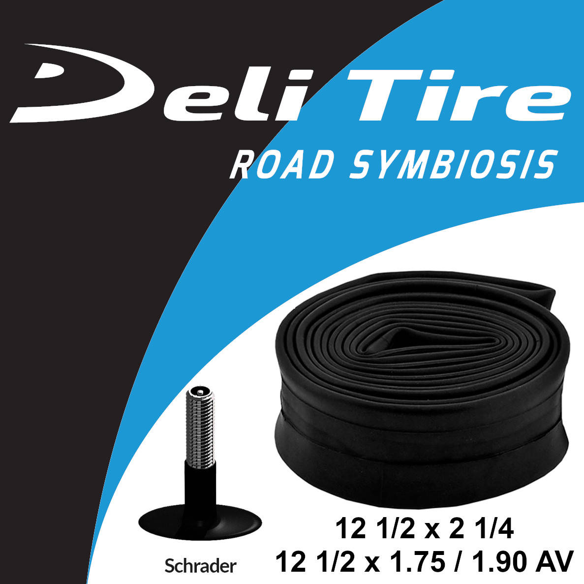 

Камера Deli Tire 12 1/2 х 2 1/4 AV 35мм для детских велосипедов или колясок / кривой автониппель