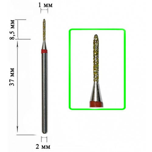 

Алмазная насадка Палочка Red 1*8.5, Красный