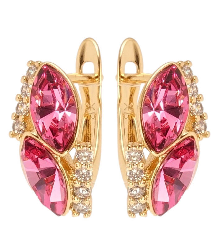 

Серьги Xuping Позолота 18K с кр-ми Swarovski английский замок "Кристаллы Rose с дорожками циркония"