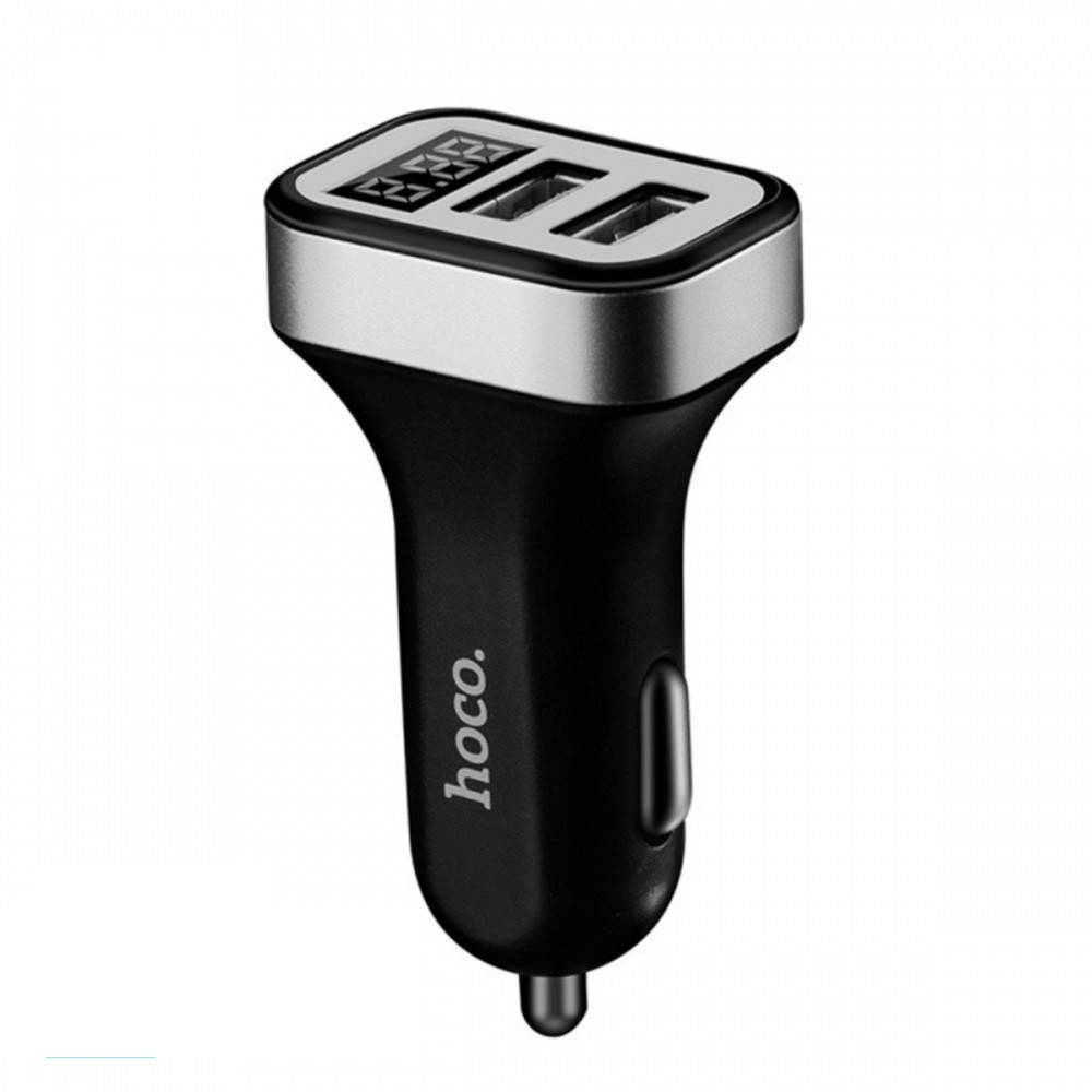 

Зарядное устройство в прикуриватель 2 USB Hoco Z3 3.1A вольтметр Black, Черный