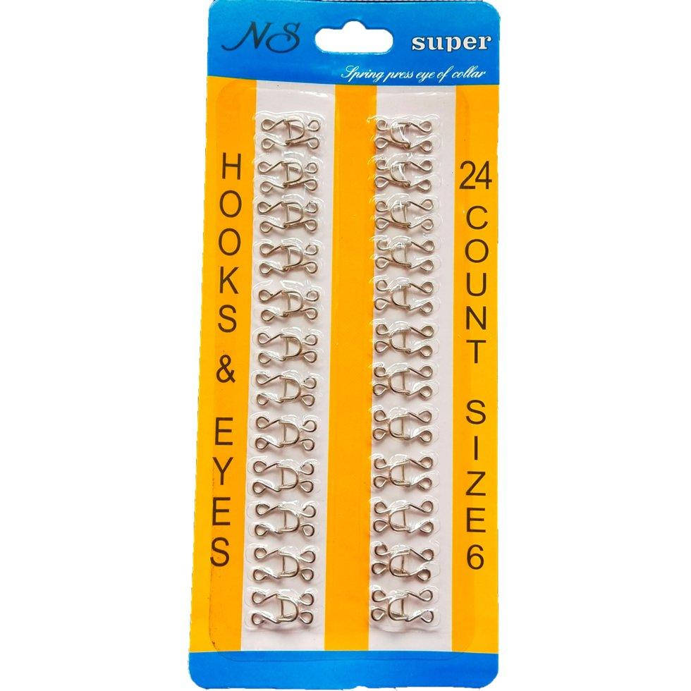 

6 крючки, застежки для одежды Sindtex серые 24шт