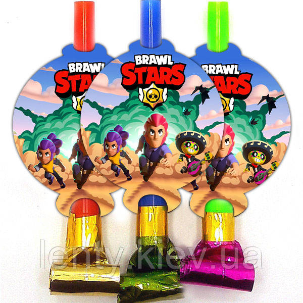 

Язычки - гудки (6 шт/уп) в стиле "Бравл Старс" карнавальные малотиражные -