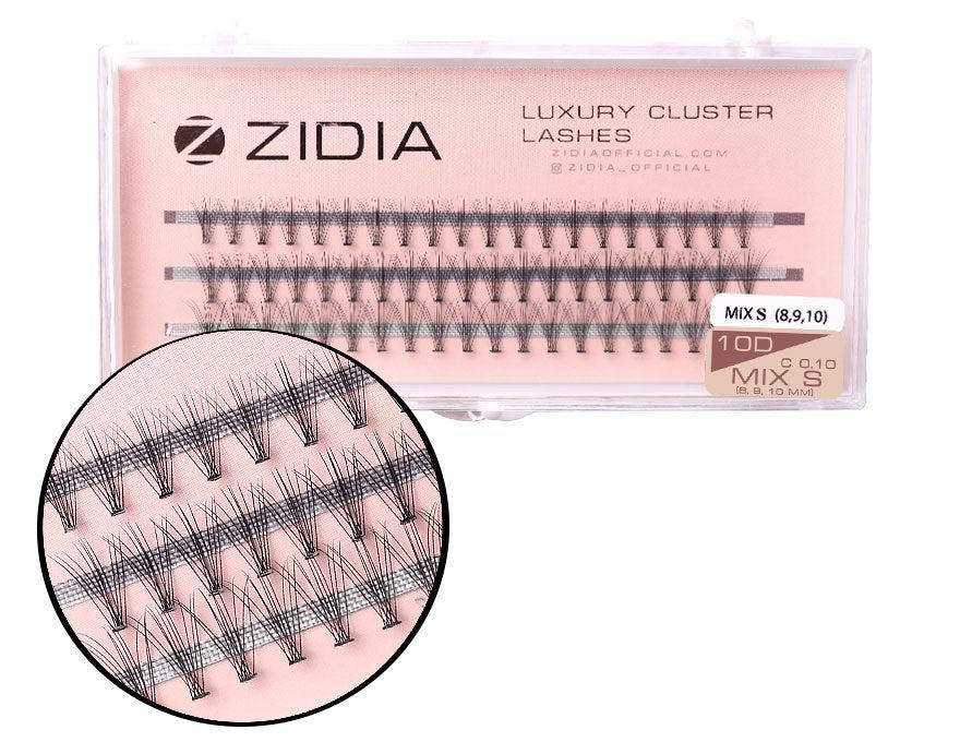 

Zidia Cluster lashes 10D C 0,10 Mix S (3 ленты, размер 8, 9, 10 mm), Черный