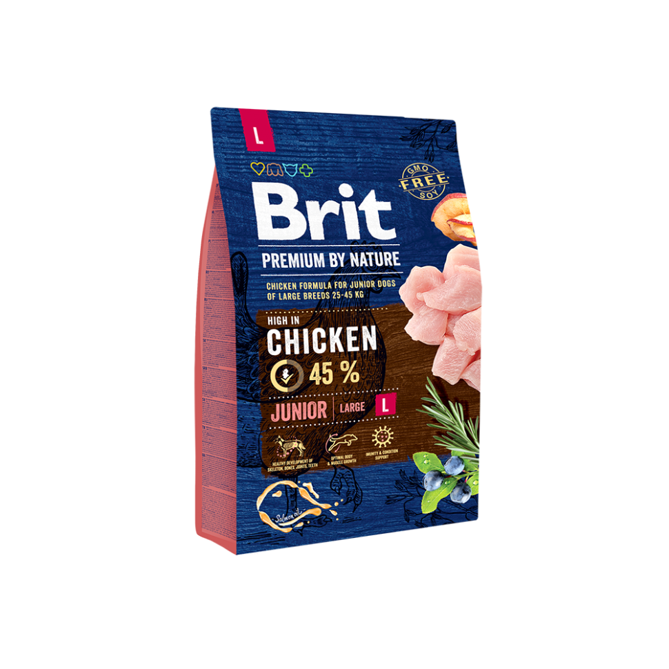 

Сухой корм для щенков крупных пород Brit Premium Junior L с курицей 3 кг