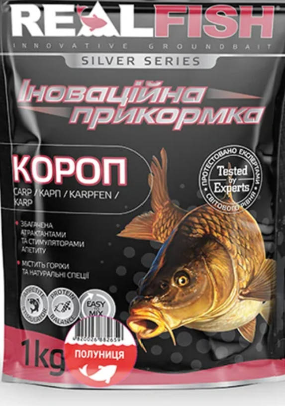 

Прикормки Real Fish Короп Клубника 1kg