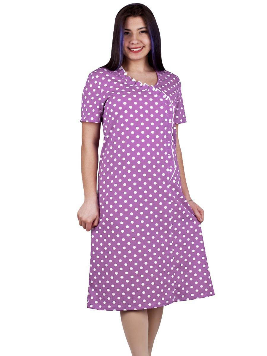 

Красивая женская ночная рубашка длинная короткий рукав трикотаж хлопок Пані Яновська СР-01-02 фиолетовый 54(р)