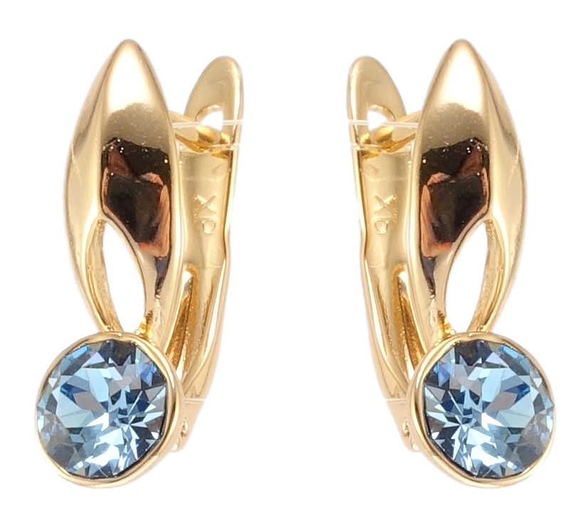 

Серьги Xuping Позолота 18K с кр-ми Swarovski английский замок "Кристаллы Aquamarine"