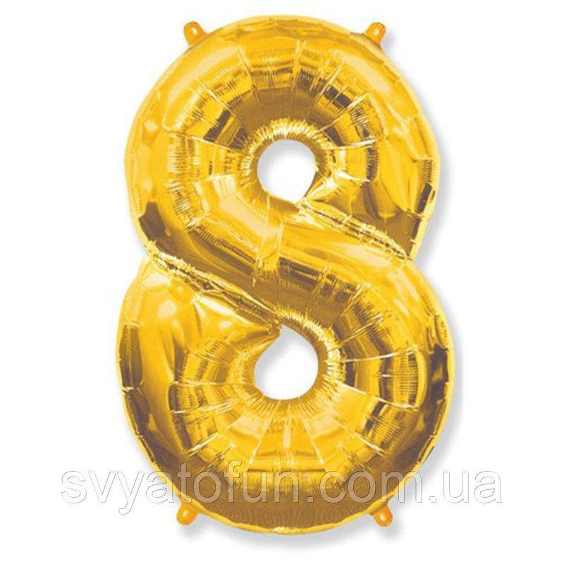 

Фольгированный шар цифра "8" золото 40" FlexMetal