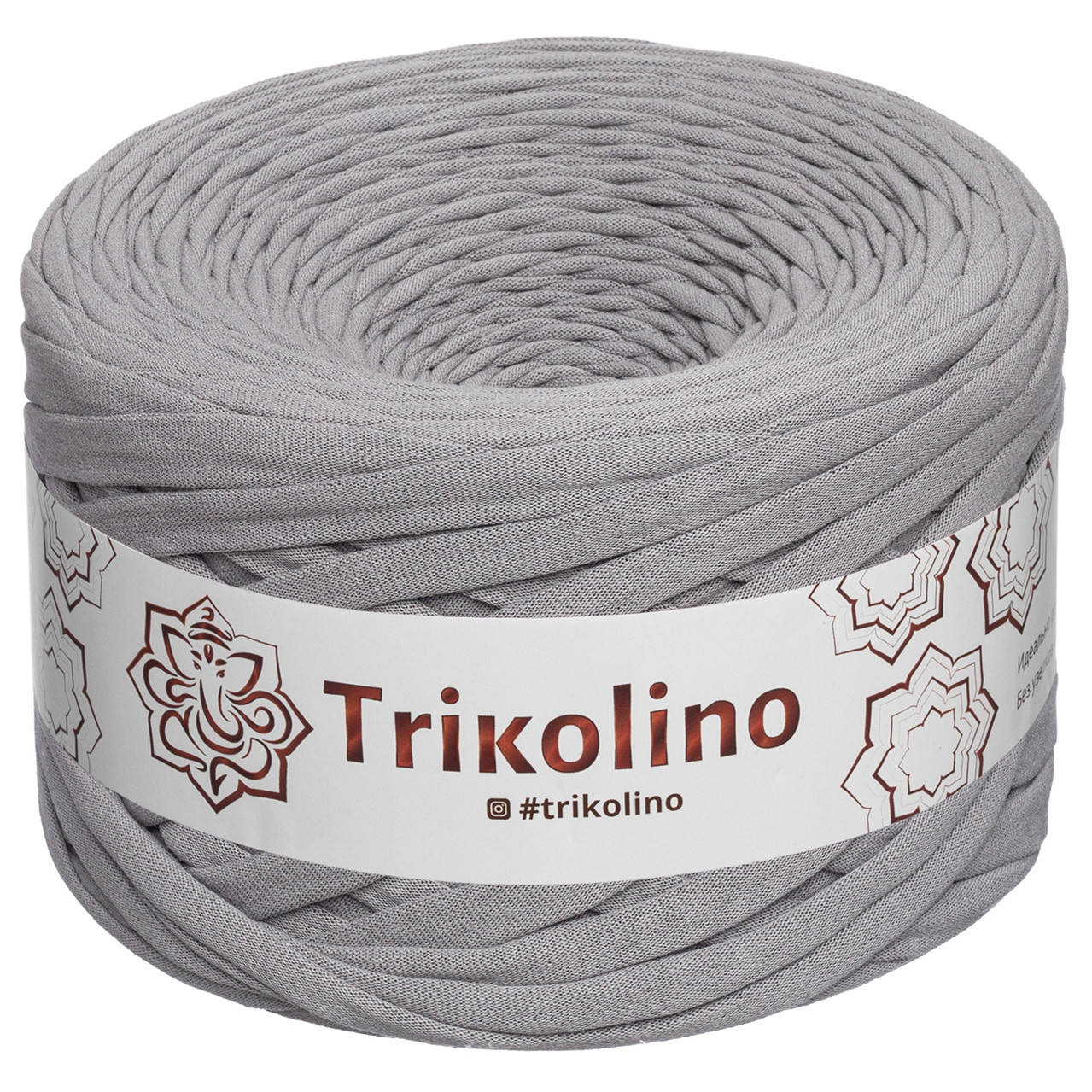 

Трикотажна пряжа Trikolino, ширина нитки 7-9 мм., довжина мотка 100 м., Сірий, Серый