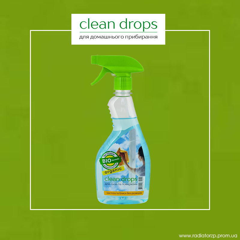 

Засіб для скла та поверхонь Clean drops 0,5л
