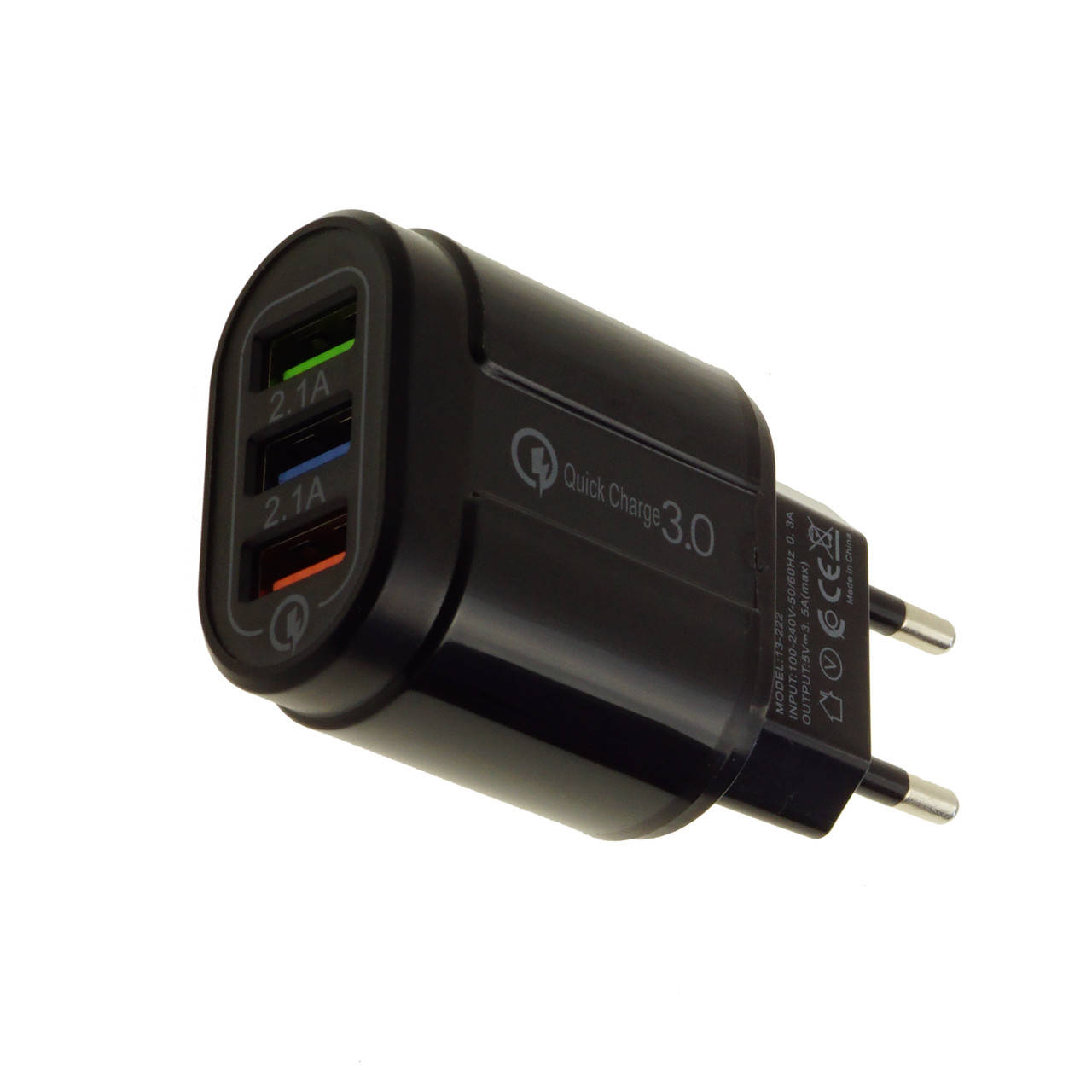 

Адаптер быстрой зарядки на 3 USB порта, Черный