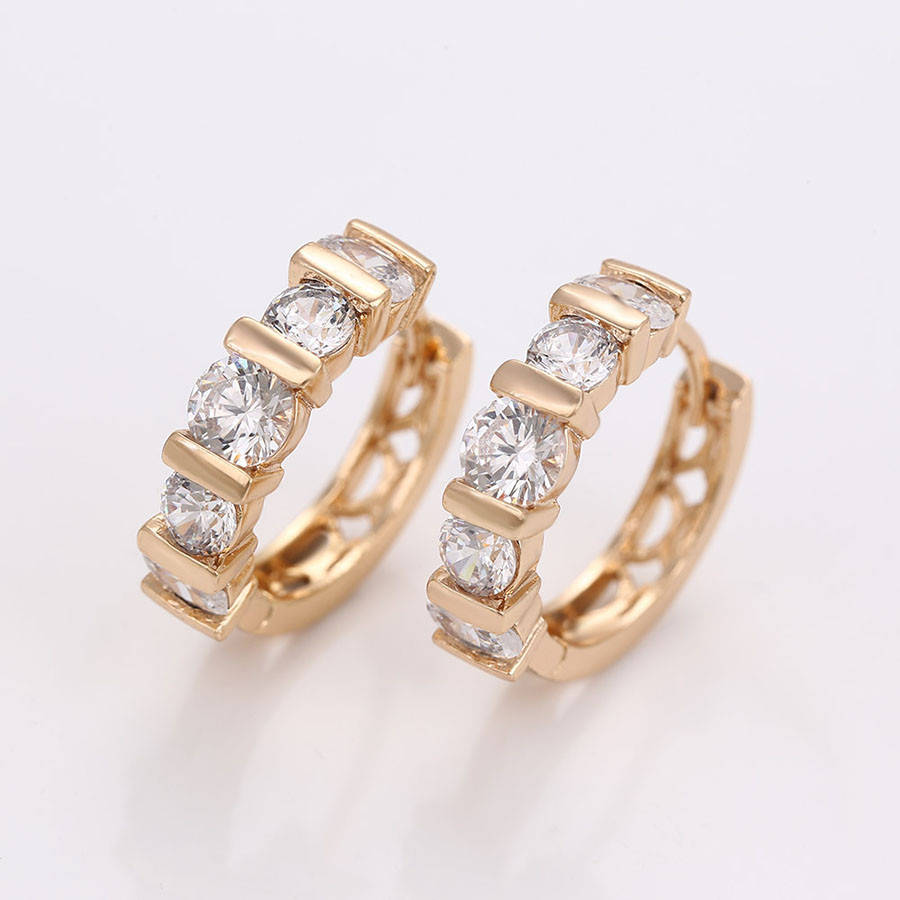 

Серьги, Дорожка с мерхтливим цирконием, позолота Xuping, 18К