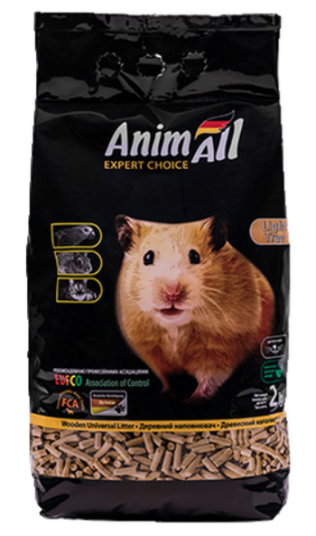 

Древесный наполнитель Animall для котов, грызунов и птиц 2 кг Энимал