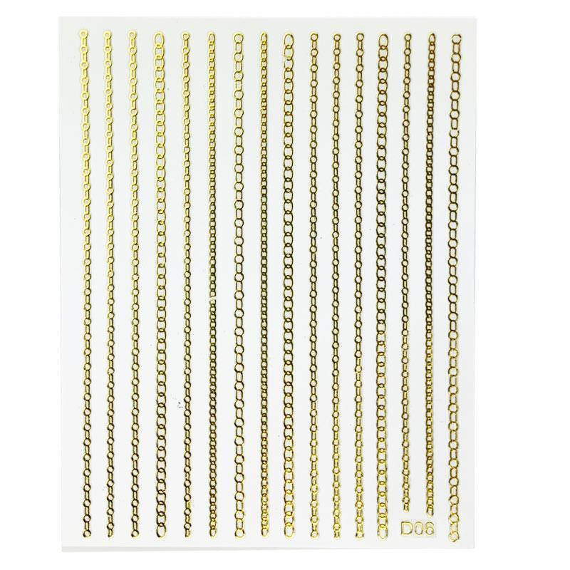 

3D Ленты гибкие наклейки цепочки микс S золото №024