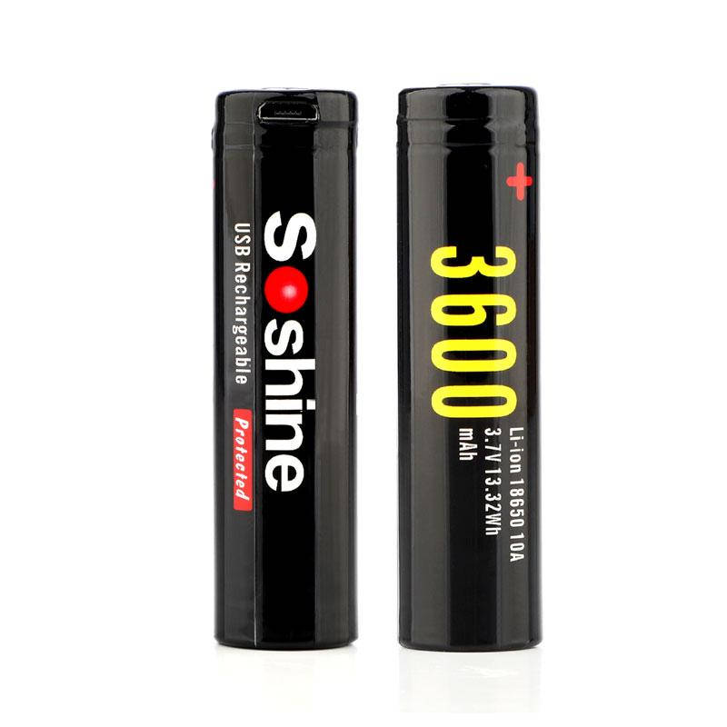 

Аккумулятор 18650 Soshine Li-ion USB 3600mAh С ЗАЩИТОЙ