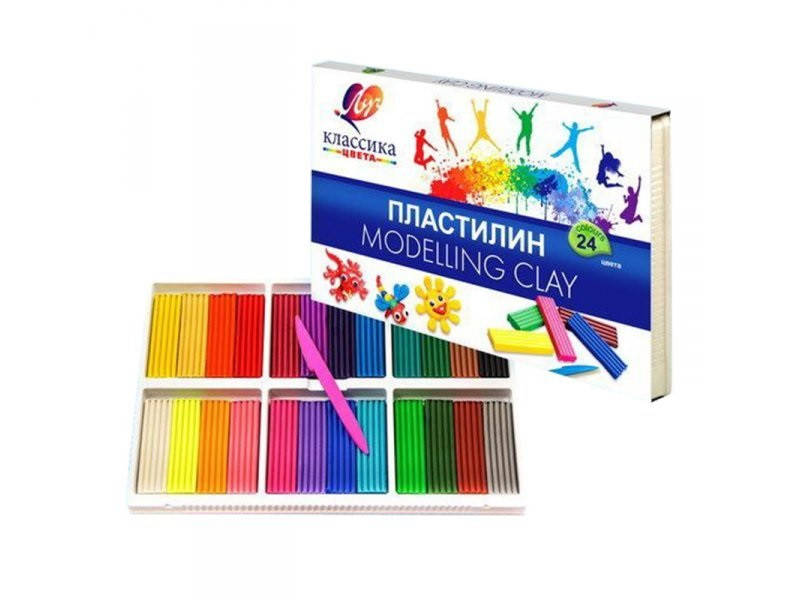 

Пластилин Луч Классика 24 цв 480г со стеком 28С1642-08 (540458)