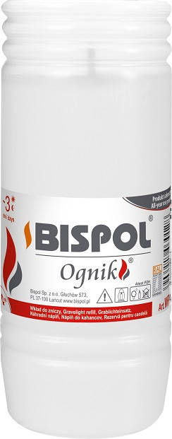 

Свеча вкладыш сменная Bispol Ognik 3 дня 14.5 х 5.6 см (WP3), Белый