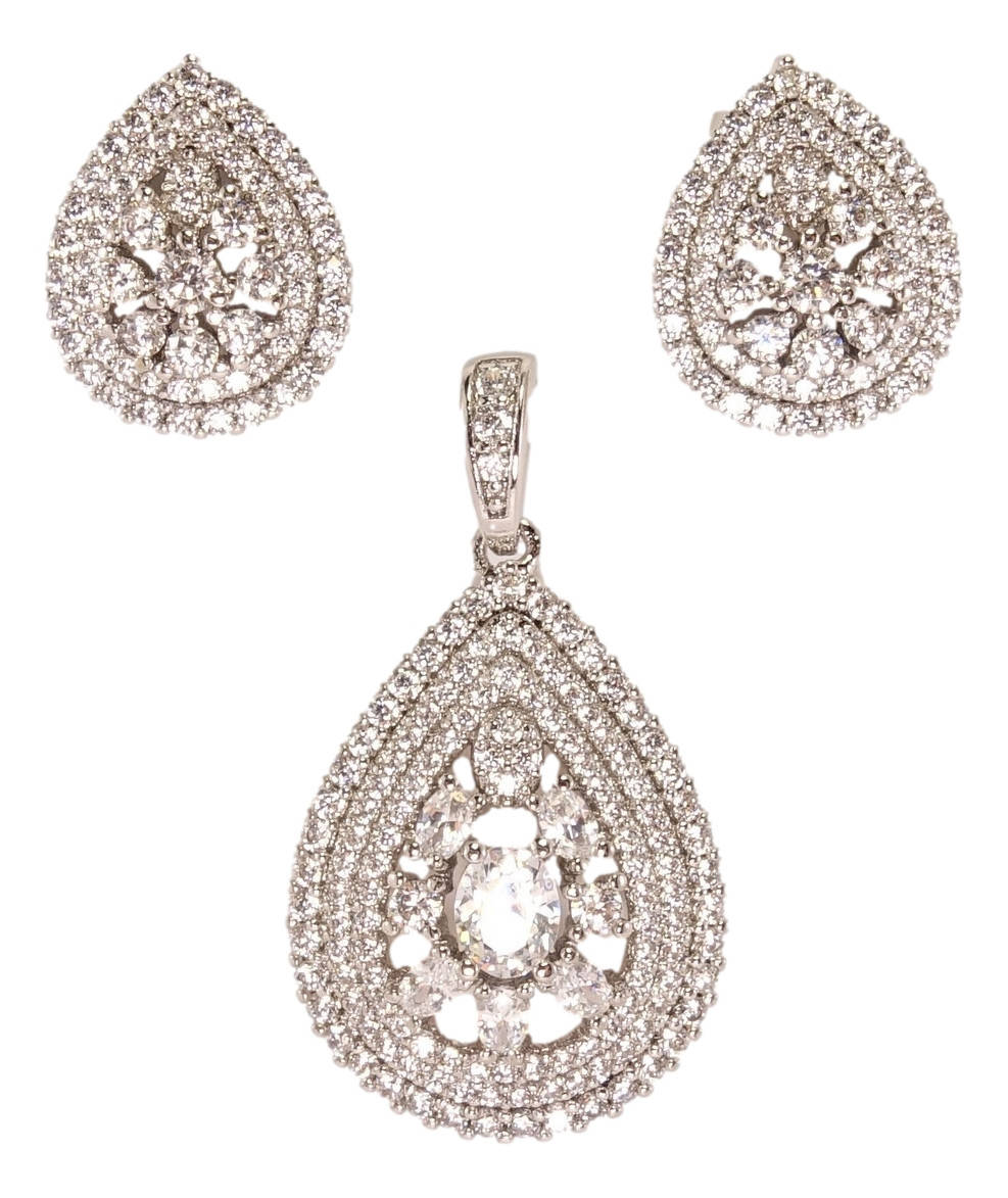 

Набор Xuping Родий Серьги Кулон "Крупные капли узор с инкрустацией цирконий"