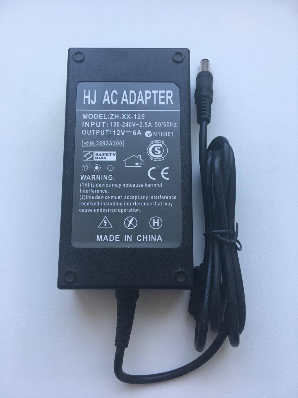 

Зарядка для мониторов,Блок питания 12V 6A мощность 72W, 5.5*2.5