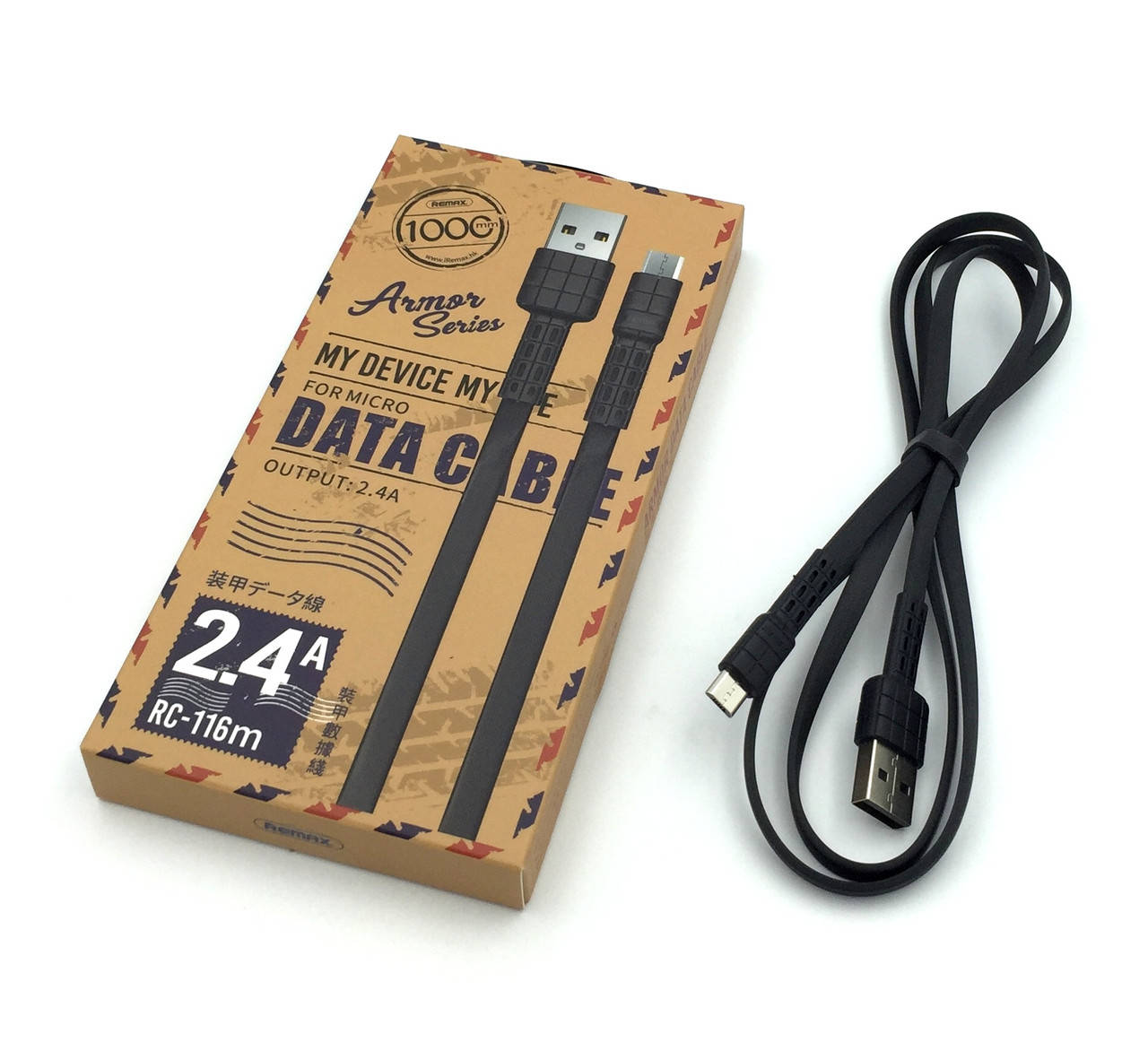 

Дата кабель Remax RC-116m Armor Series Data Cable 2.4A micro USB Black, Черный