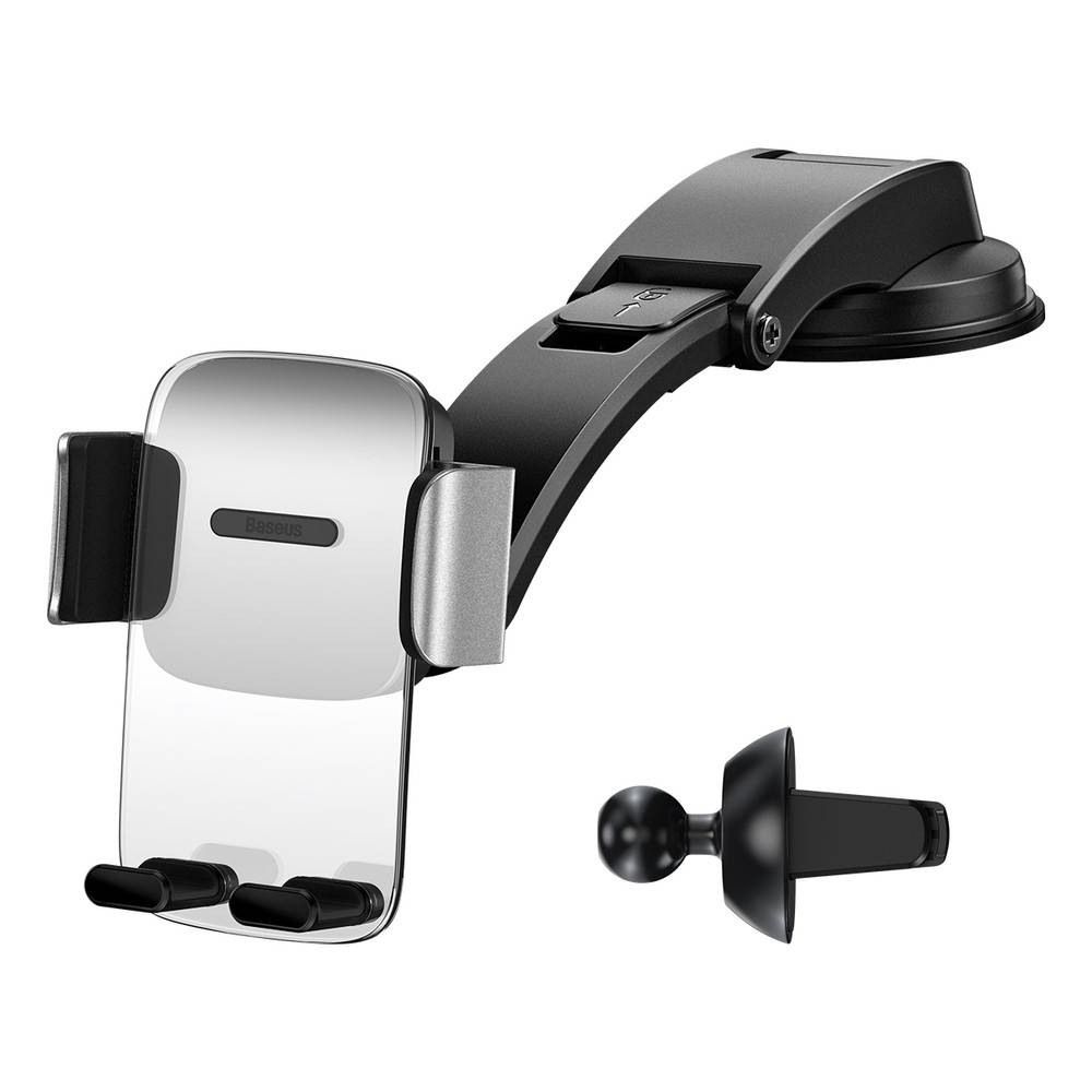 

Автомобильный держатель для телефона Baseus Easy Control Clamp Pyste Type + Air Outlet set Silver, Серебристый