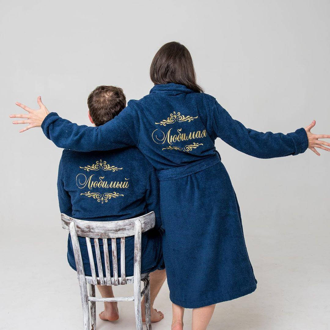 

Махровый мужской халат с именем ( ткань турецкая, хлопок 100%), синий, XXXL