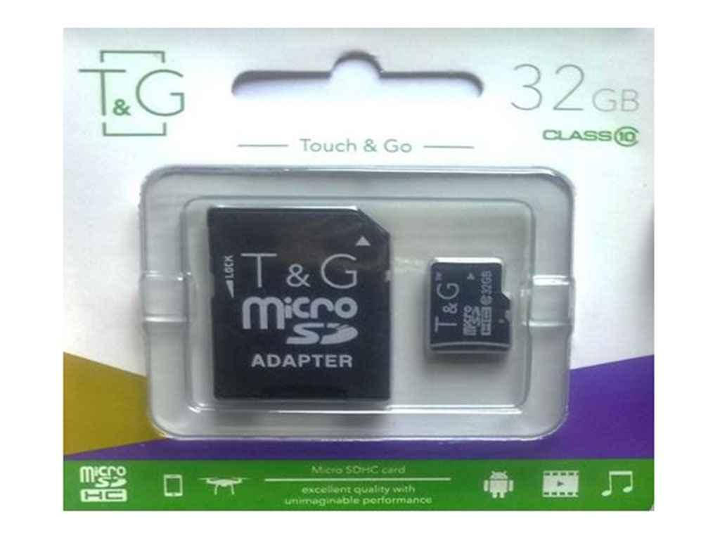 

Карта памяти micro SDHC, 32Gb, Class 10, T&G, SD адаптер (TG-32GBSDCL10-01)