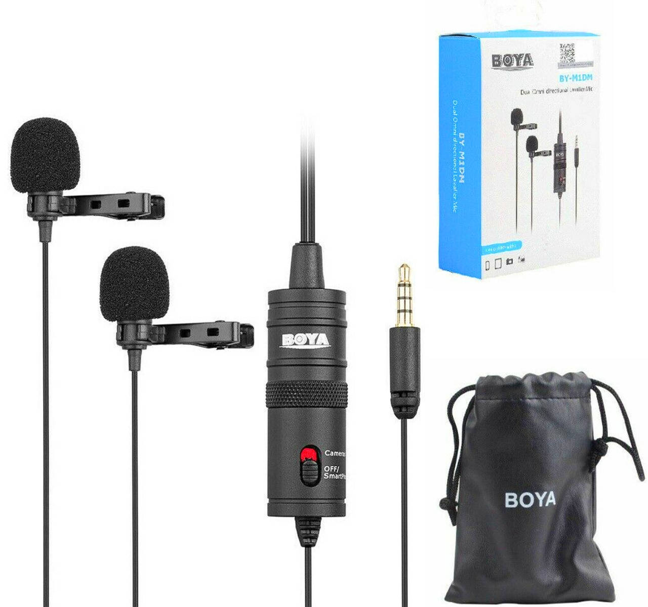 

Петличный микрофон Boya BY M1DM, двойная петличка Боя для камеры и смартфона