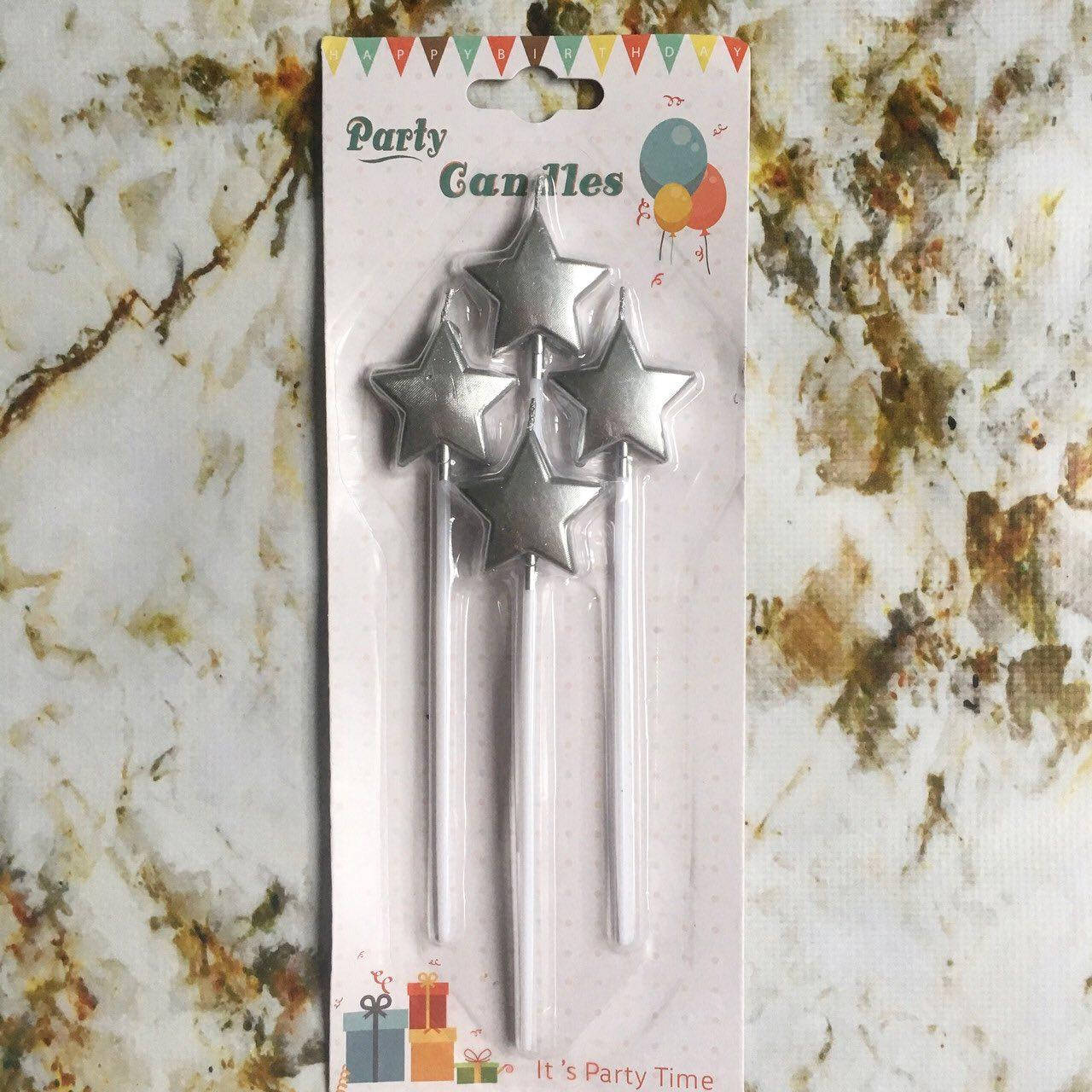 

Свечи на палочке "Звезды" серебро