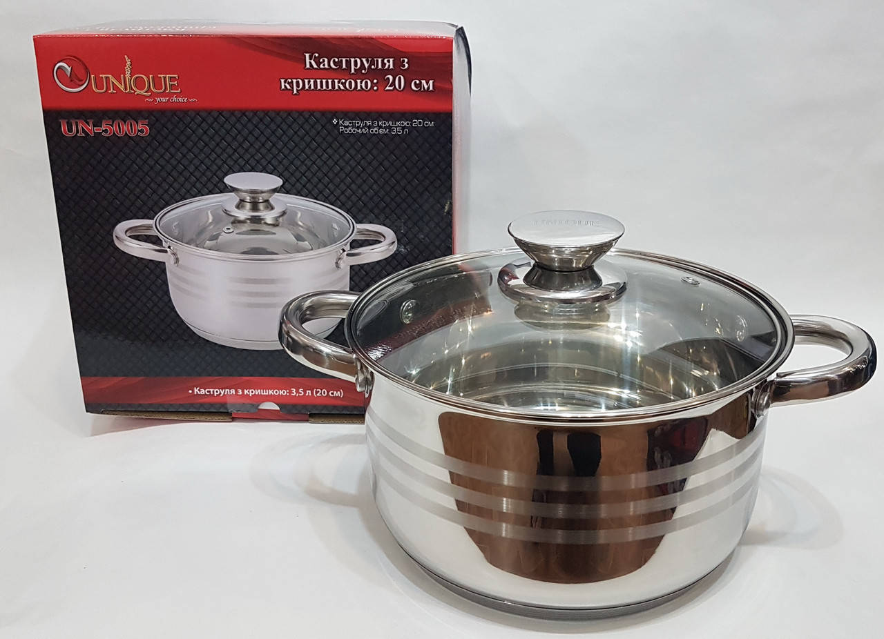 

Кастрюля из нержавейки UNIQUE UN-5005 ( 3,5 л, 20 см )