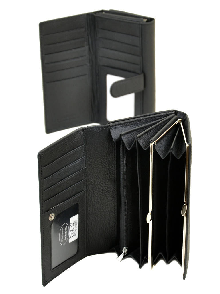 

Классический вместительный черный кошелёк женский на магните натуральная кожа DR. BOND 17,5*9,5*4 (W46 black)