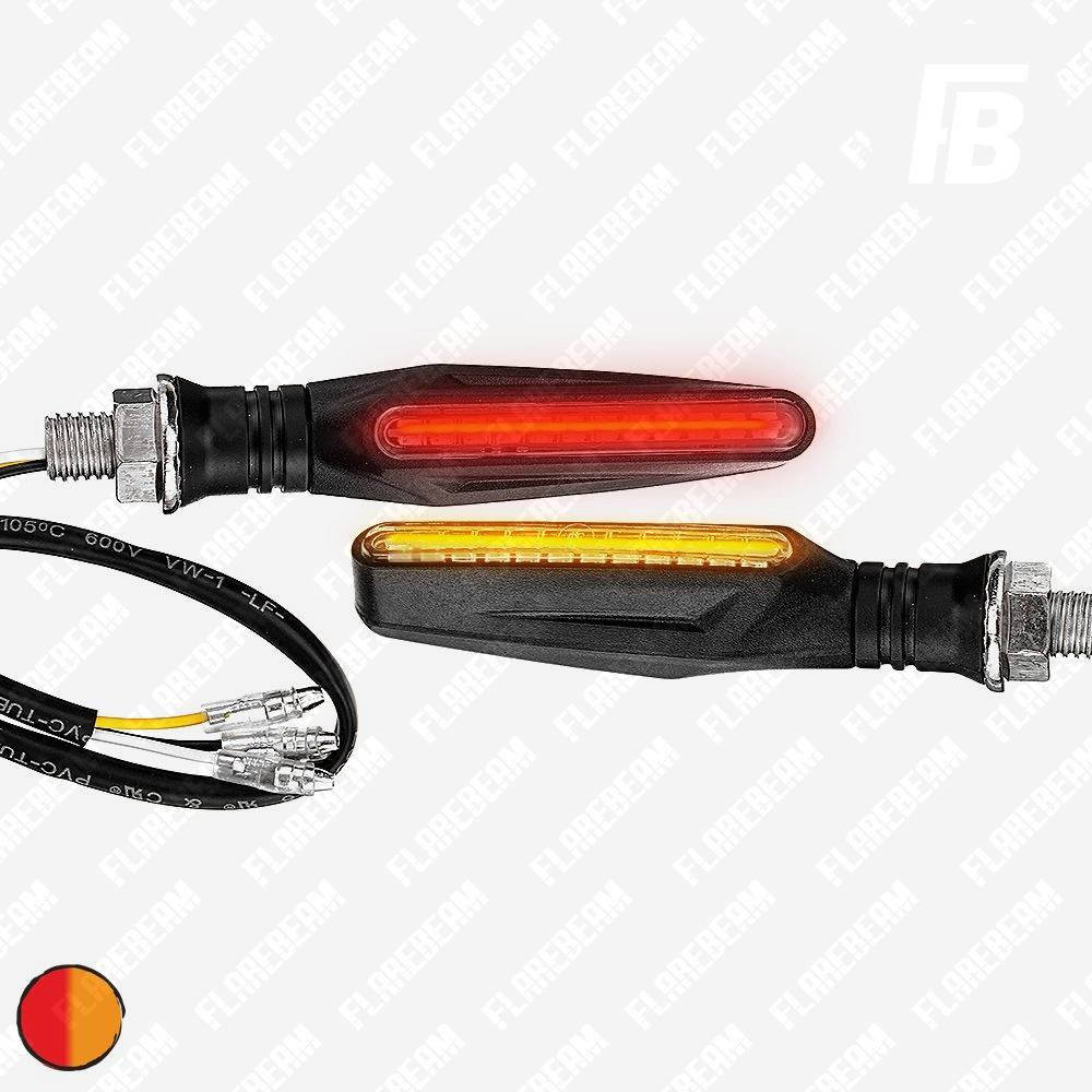 

Поворотники (бегущие) и задние габариты 03 на мотоцикл LED, "две линии", SMD 335*12+12, 2 шт. (оранжевый +