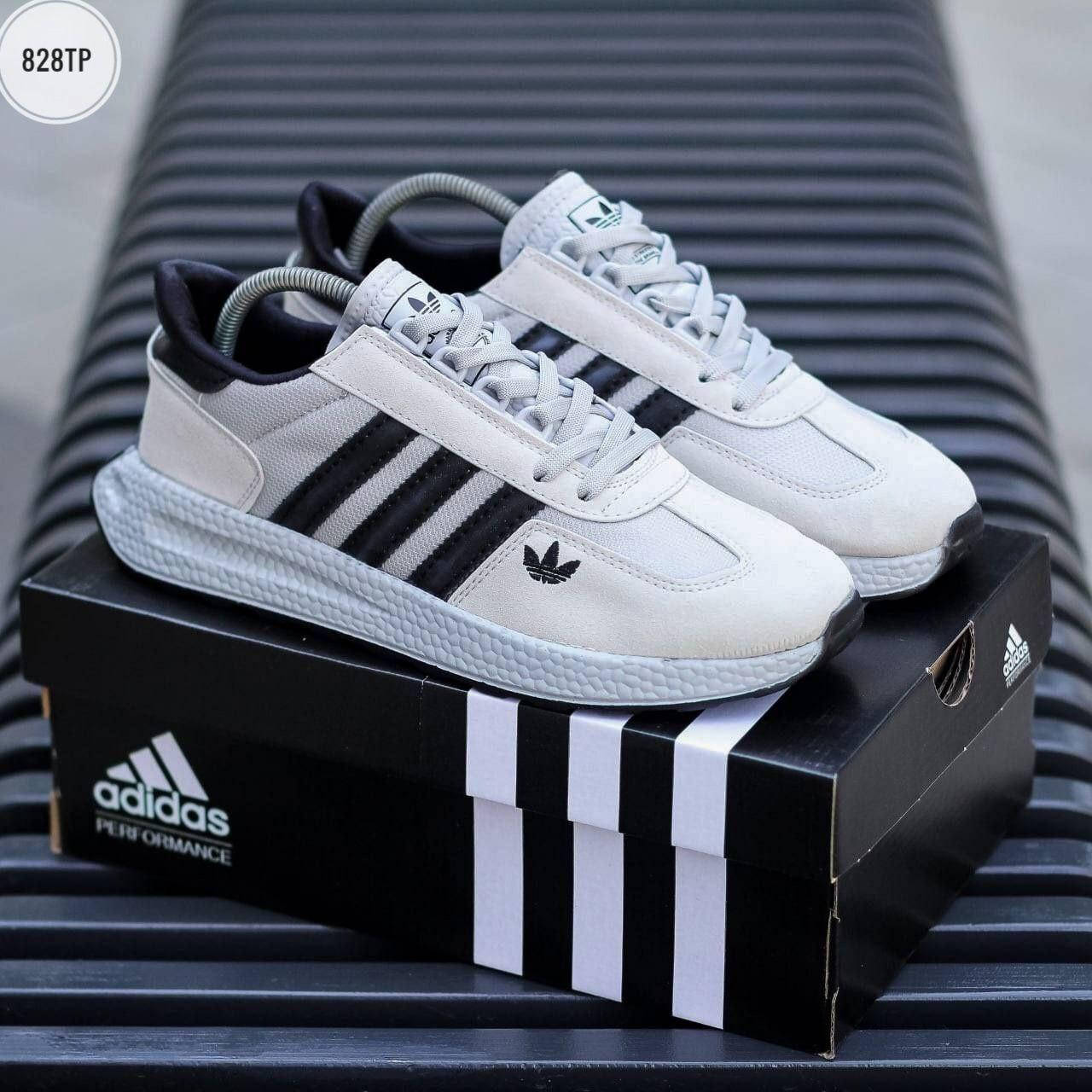 

Летние серые текстильные мужские кроссовки Adidas, Серый