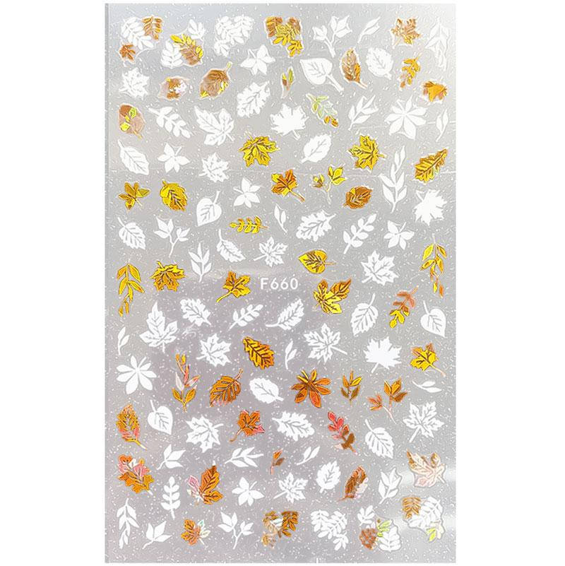 

Наклейки для дизайна ногтей Nail Sticker F660, белый/золото