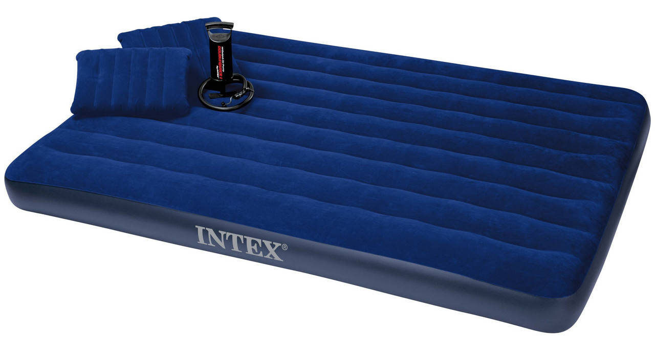 

Двухместный надувной матрас с двумя подушками и насосом Intex 68765, 152x203x22 см