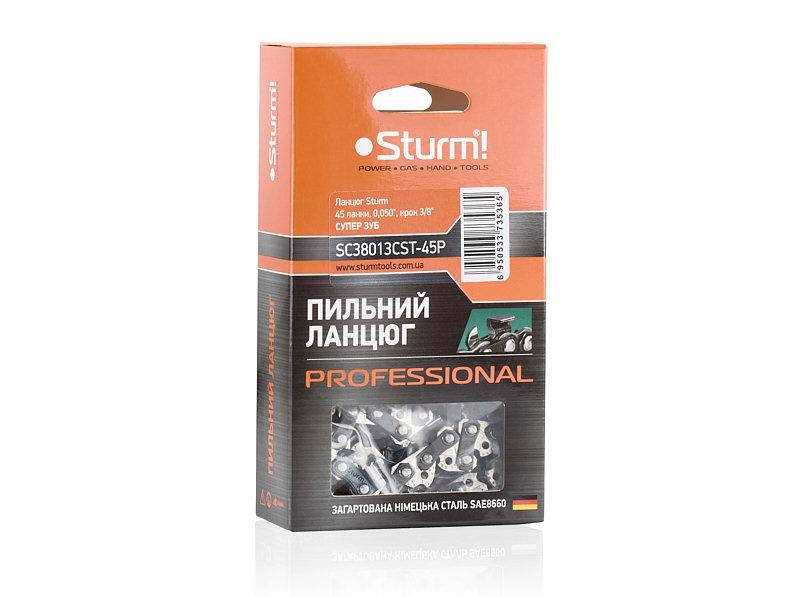 

Цепь для цепных пил (45 звена, 0,050", шаг 3/8", супер зуб) Sturm SC38013CST-45P