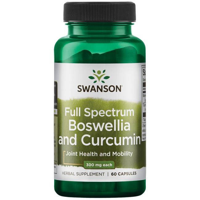 

Босвеллия с куркумином, Boswellia and Curcumin, Swanson, 60 капсул